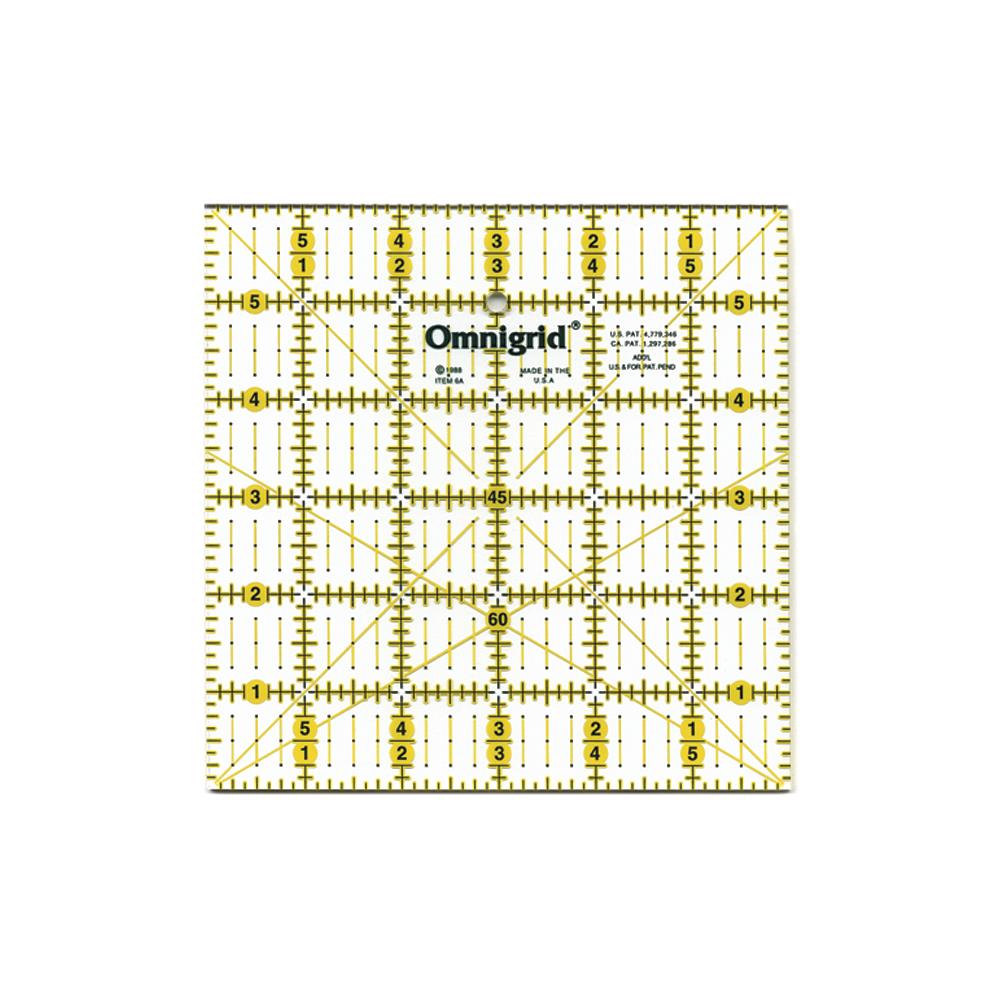 Omnigrid 6"x6" Ruler for Quilting One Stop Crop Shop