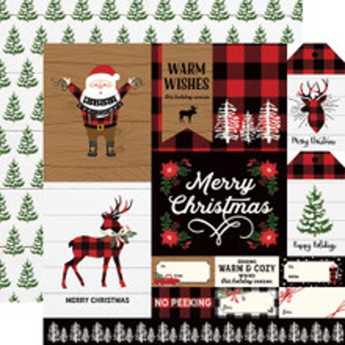 Echo Park:  12x12 Paper - Double-Sided Single Sheet - A Lumberjack Christmas - Multi Journaling Cards