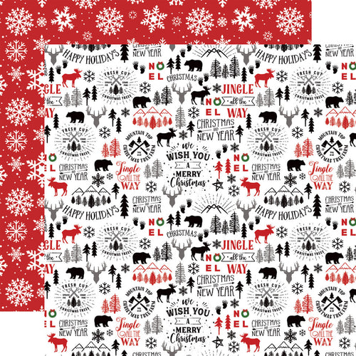 Echo Park:  12x12 Paper - Double-Sided Single Sheet - A Lumberjack Christmas -Mountain Christmas