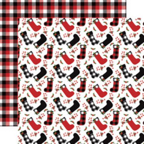 Echo Park:  12x12 Paper - Double-Sided Single Sheet - A Lumberjack Christmas - Stockings