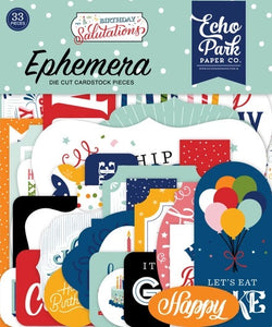 Echo Park:  Ephemera - Die Cuts - Birthday Salutations