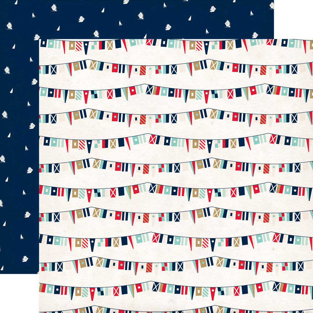 Echo Park:  12x12 Paper - Double-Sided Single Sheet - Ahoy There - Ship Flags