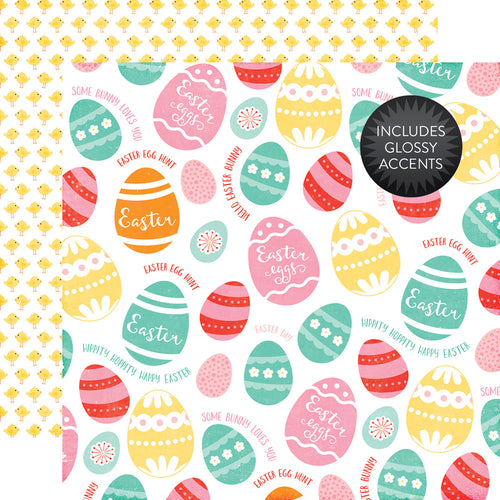 Echo Park:  12x12 Paper - Double-Sided Single Sheet - Celebrate Easter - Colored Eggs