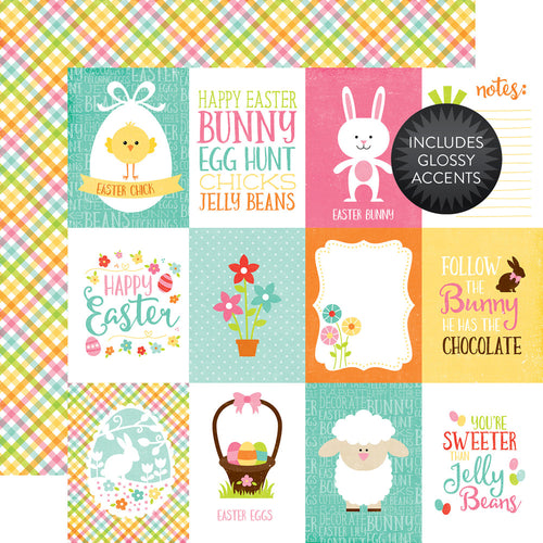 Echo Park:  12x12 Paper - Double-Sided Single Sheet - Celebrate Easter - 3x4 Journaling Cards