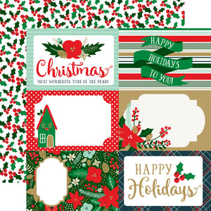 Echo Park:  12x12 Paper - Double-Sided Single Sheet - Deck the Halls - 4x6 Journaling Cards