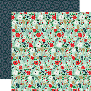 Echo Park:  12x12 Paper - Double-Sided Single Sheet - Deck the Halls - Merry Mint Floral