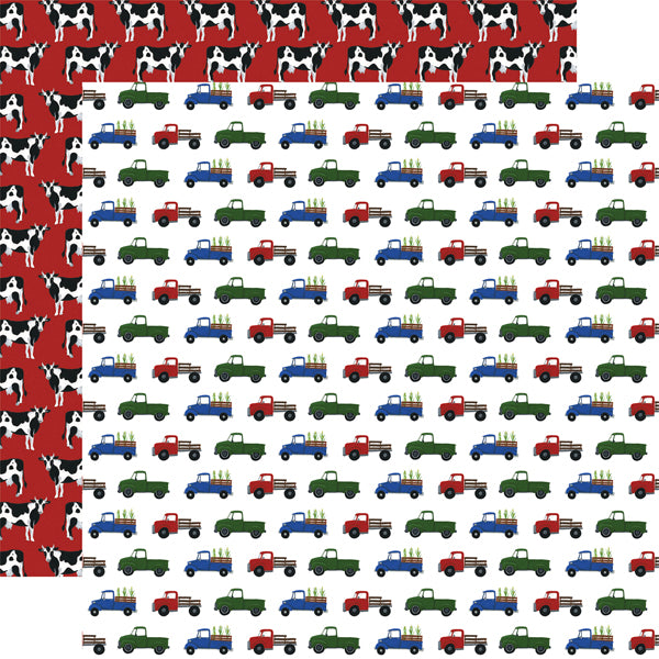 Echo Park: 12x12 Double-Sided Paper - Down on the Farm - Farm Trucks