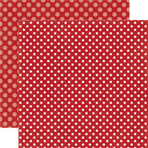 Echo Park:  12x12 Paper - Single Sheet - Dots & Stripes - Cherry Berry Dot