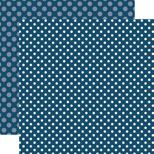 Echo Park:  12x12 Paper - Single Sheet - Dots & Stripes - Deep Blue Sea Dot