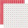 Echo Park:  12x12 Paper - Double-Sided Single Sheet - Christmas Dots & Stripes - Holly Berry Small Dot