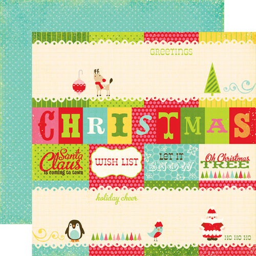 Echo Park:  12x12 Paper - Double-Sided Single Sheet - Everybody Loves Christmas - Journaling Cards