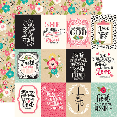 Echo Park: 12x12 Double-Sided Paper - Forward with Faith - 3x4 Journaling Cards