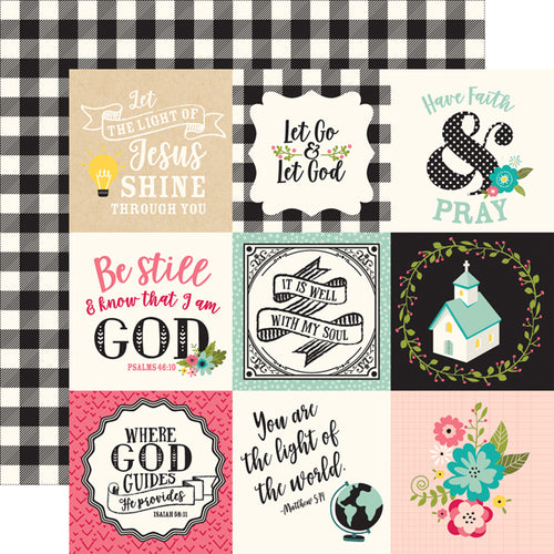 Echo Park: 12x12 Double-Sided Paper - Forward with Faith - 4x4 Journaling Cards