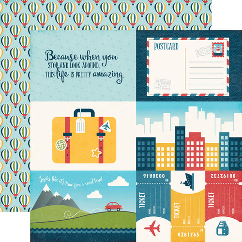 Echo Park:  12x12 Paper - Single Sheet - Go. See. Explore. - 4x6 Journaling Cards