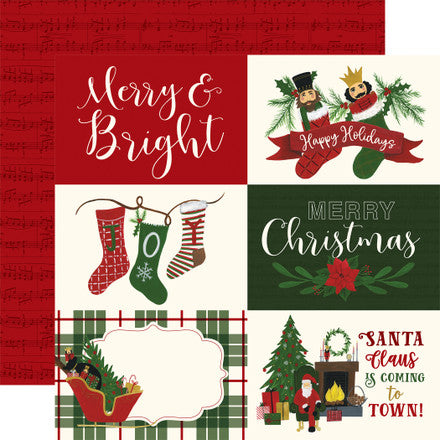 Echo Park: 12x12 Double-Sided Paper - Here Comes Santa Claus - 6x4 Journaling Cards