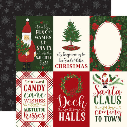 Echo Park: 12x12 Double-Sided Paper - Here Comes Santa Claus - 4x6 Journaling Cards