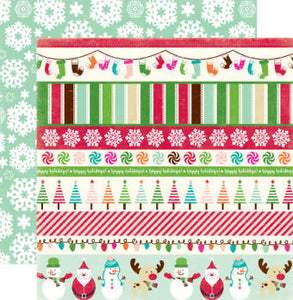 Echo Park:  12x12 Paper - Double-Sided Single Sheet - Holly Jolly Christmas - Jolly Border Strips