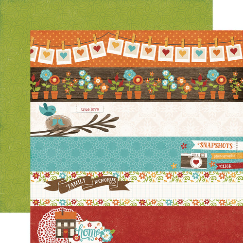 Echo Park: 12x12 Double-Sided Paper - I love Family - Border Strips