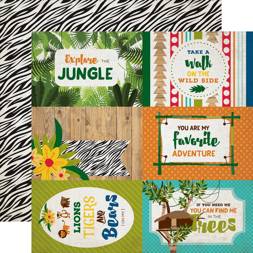 Echo Park: 12x12 Double-Sided Paper - Jungle Safari - 4x6 Journaling Cards