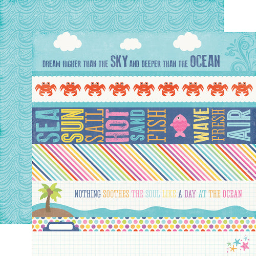 Echo Park:  12x12 Paper - Single Sheet - Let's Be Mermaids - Border Strips