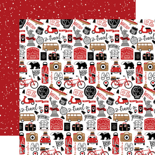 Echo Park:  12x12 Paper - Double-Sided Single Sheet - Let's Go Anywhere - See the World