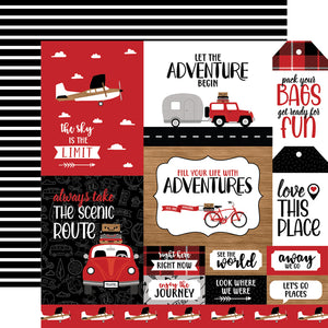 Echo Park:  12x12 Paper - Double-Sided Single Sheet - Let's Go Anywhere - Multi Journaling Cards