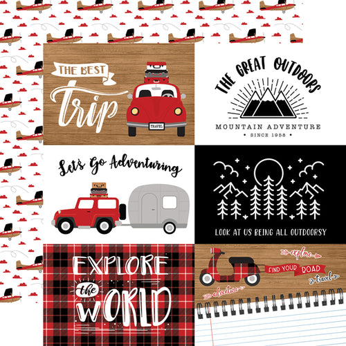 Echo Park:  12x12 Paper - Double-Sided Single Sheet - Let's Go Anywhere - 6x4 Journaling Cards