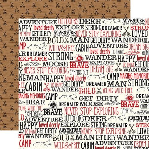 Echo Park:  12x12 Paper - Double-Sided Single Sheet - Little Lumberjack - Wander Words