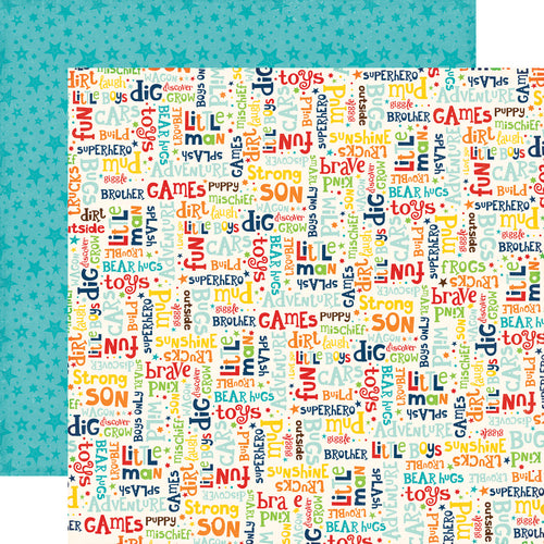 Echo Park:  12x12 Paper - Single Sheet - Little Man - Words