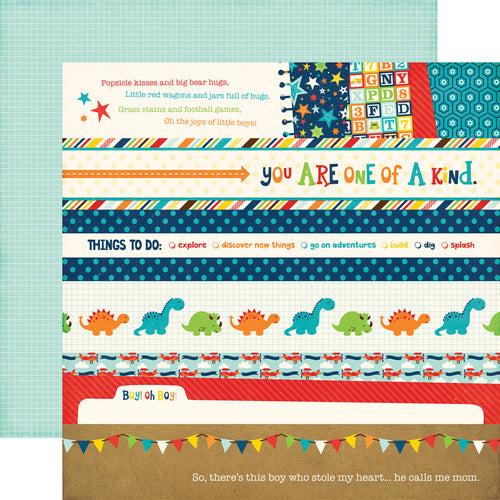 Echo Park:  12x12 Paper - Single Sheet - Little Man - Border Strips