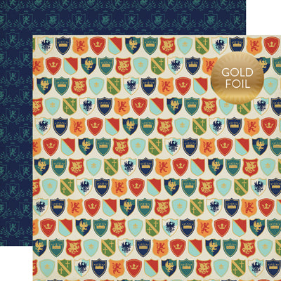 Echo Park:  12x12 Paper - Single Sheet - Once Upon A Time - Shiny Shields