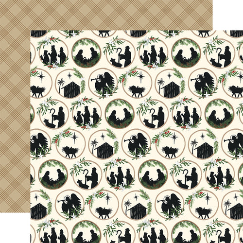 Echo Park:  12x12 Paper - Double-Sided Single Sheet - Silent Night - Christ is Born