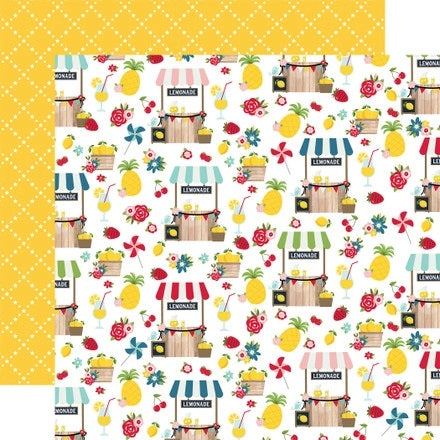 Echo Park:  12x12 Paper - Double-Sided Single Sheet - A Slice of Summer - Squeeze the Day