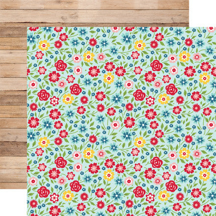 Echo Park:  12x12 Paper - Double-Sided Single Sheet - A Slice of Summer - Hello Summer Floral