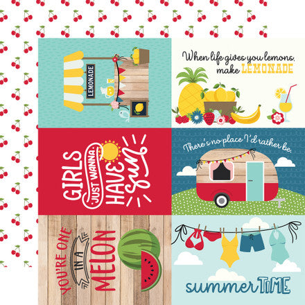 Echo Park:  12x12 Paper - Double-Sided Single Sheet - A Slice of Summer - 6x4 Journaling Cards