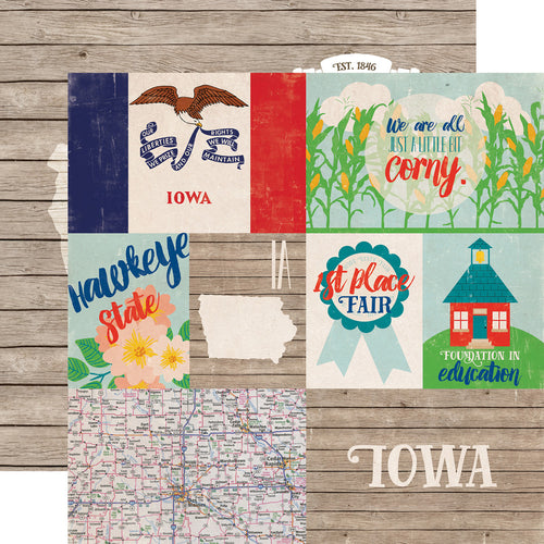 Echo Park: 12x12 Double-Sided Paper - Stateside - Iowa