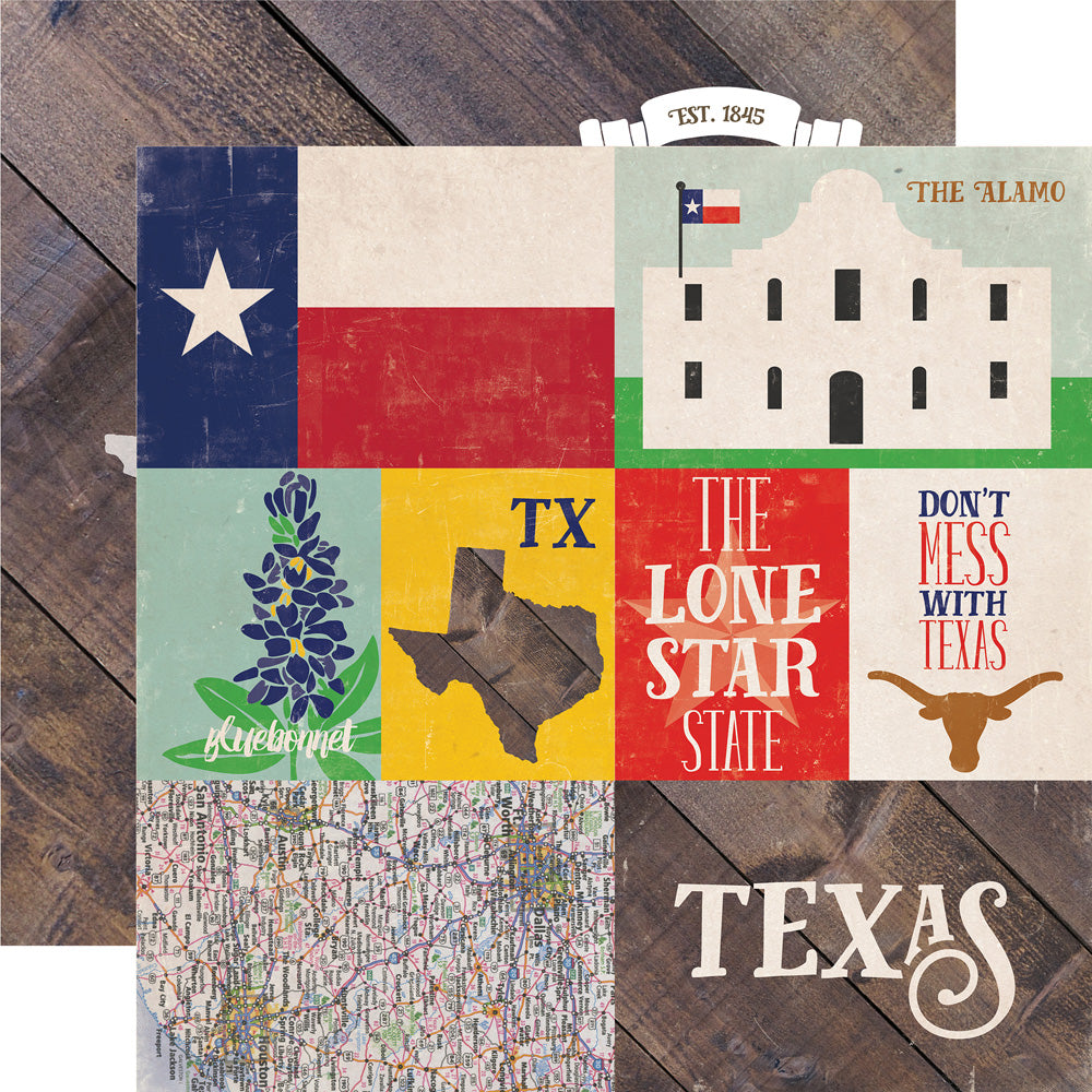 Echo Park: 12x12 Double-Sided Paper - Stateside - Texas