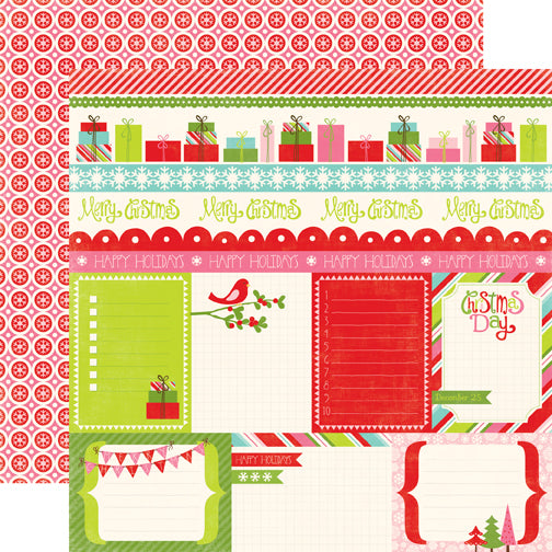 Echo Park:  12x12 Paper - Double-Sided Single Sheet - Happy Holidays - Journaling