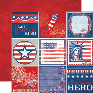 Echo Park:  12x12 Paper - Double-Sided Single Sheet - 4th July - 4th of July Journaling
