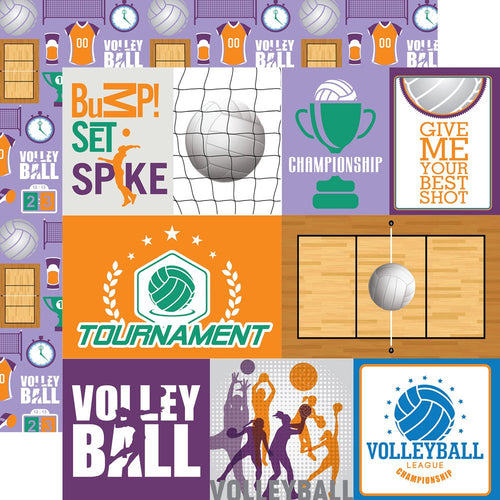 Echo Park:  12x12 Paper - Double-Sided Single Sheet - Volleyball - Journaling Cards