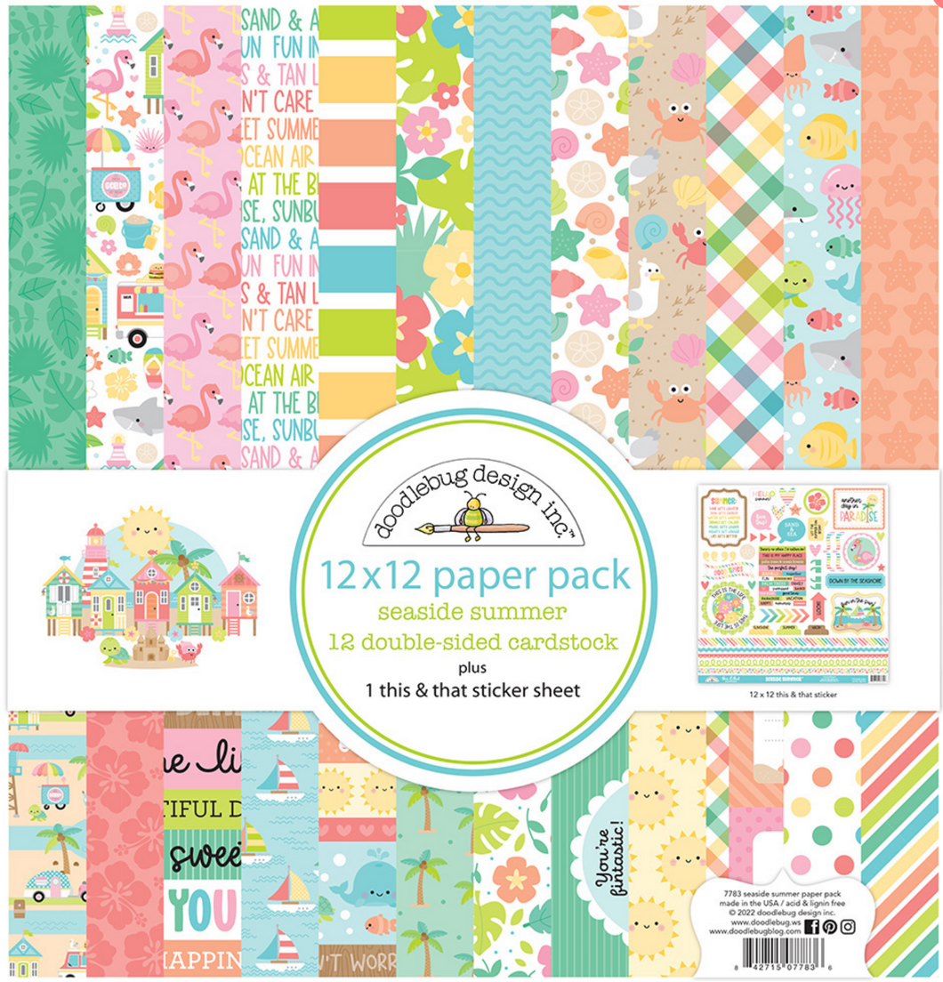 Doodlebug Design:  12x12 Paper Pack Kit - Seaside Summer