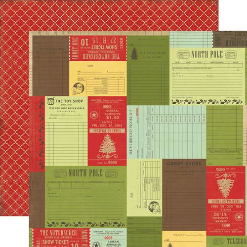 Echo Park:  12x12 Paper - Double-Sided Single Sheet - This & That - Christmas Receipts