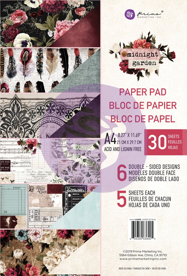 Prima Marketing: A4 Pad - Midnight Garden