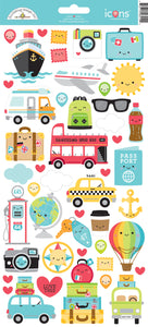 Doodlebug Design: Icons Cardstock Stickers - I Love Travel