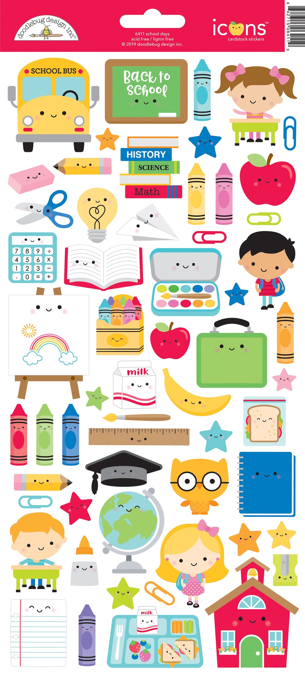 Doodlebug Design: Icons Stickers - School Day
