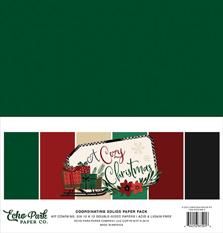 Echo Park:  Coordinating Solids Paper Pack - Warm & Cozy Solids Kit