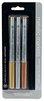 American Crafts: Metallic Markers - Set of 3 - Bronze, Gold, Silver
