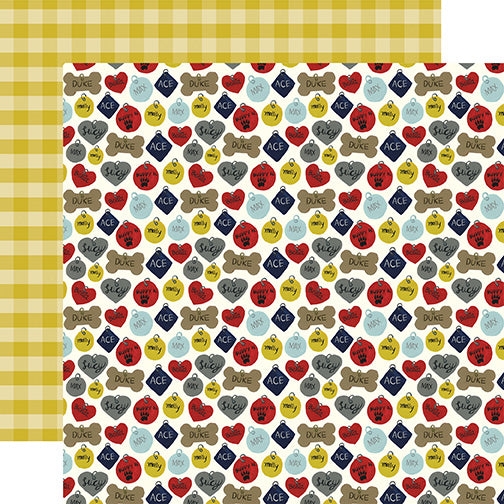 Echo Park: 12x12 Double-Sided Paper - A Dog's Tail - Dog Tags