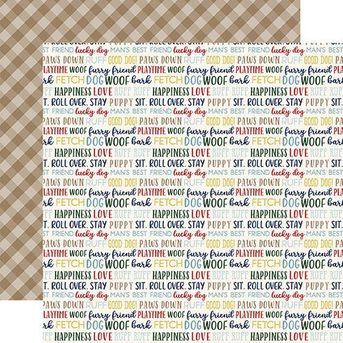Echo Park: 12x12 Double-Sided Paper - A Dog's Tail - Woof Words