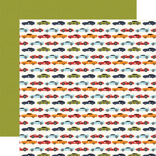 Echo Park:  12x12 Paper - Single Sheet - All Boy - Race Car Lanes